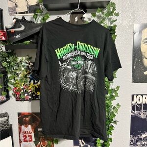 Harley-Davidson Black and Green Graphic Tee